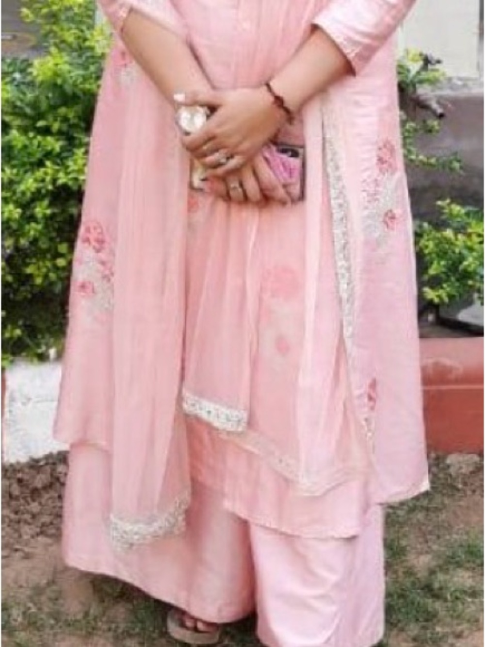 Girls' Pink Embroidered Plazzo Set